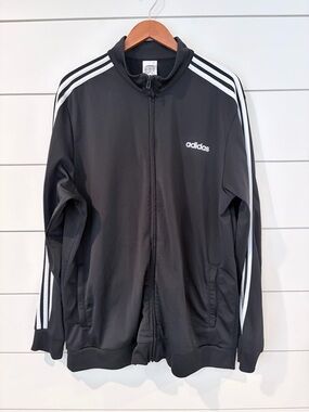 Adidas 3 Stripe Track Jacket 2XL Black White Y2K Sportcore Streetwear